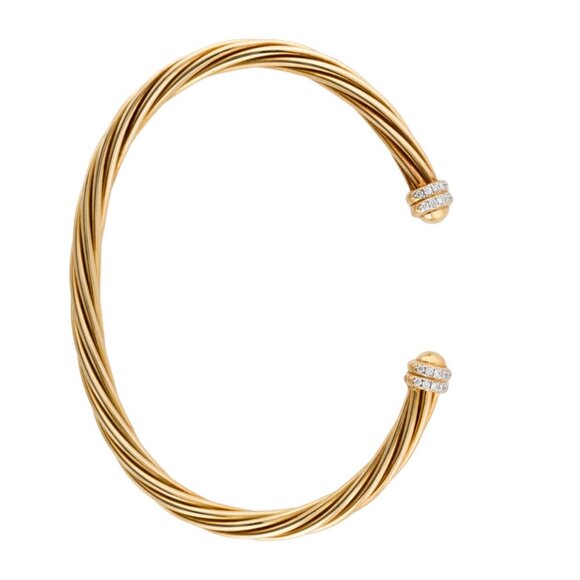 DAVID YURMAN 18K 750 YELLOW GOLD DIAMOND HELENA CUFF BRACELET - Picture 6 of 9